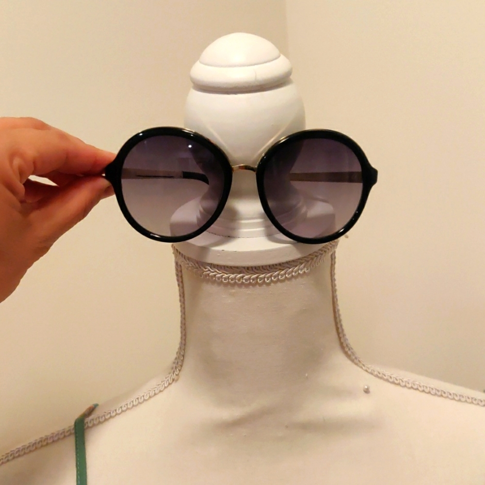 Kate Spade Oversized Annabeth Black Round Sunglasses Y2K Vintage Retro Inspired